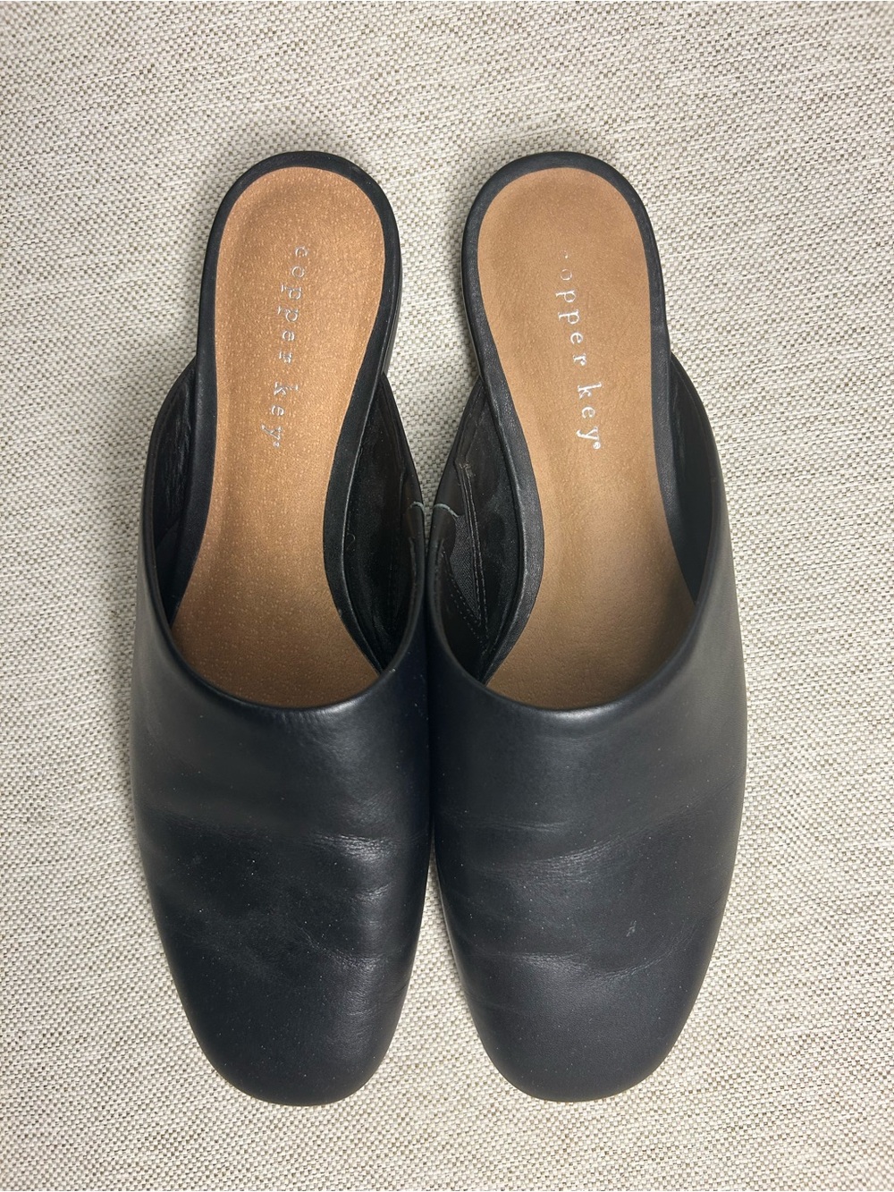 Black Leather Slip-On Mules